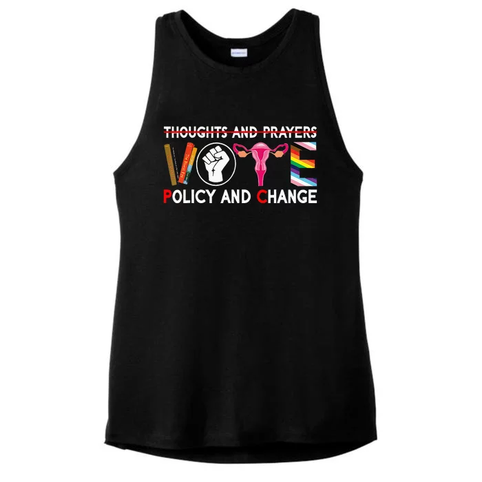 Thoughts And Prayers Vote Policy And Change Equality Rights Ladies Tri-Blend Wicking Tank