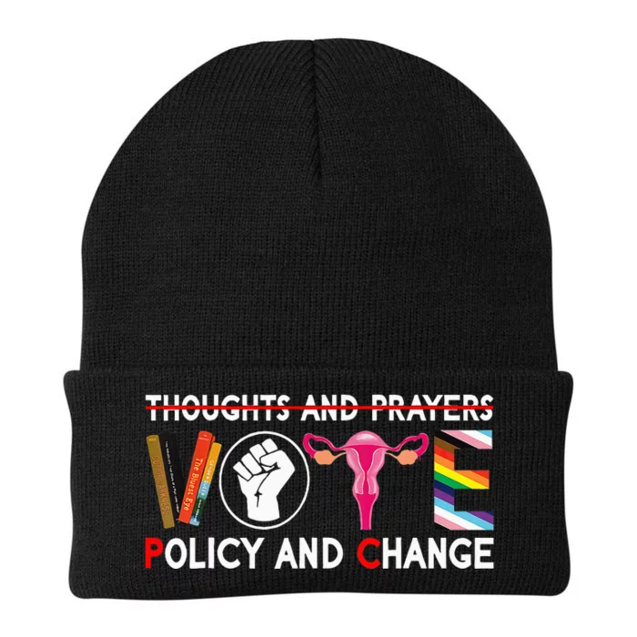 Thoughts And Prayers Vote Policy And Change Equality Rights Knit Cap Winter Beanie