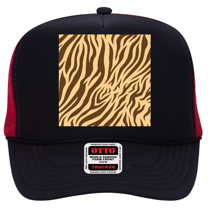 Tiger Animal Print High Crown Mesh Trucker Hat