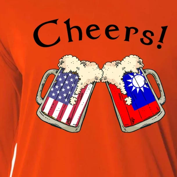 Taiwanese American Patriot Grown Country Cheers Beer Gift Cooling Performance Long Sleeve Crew