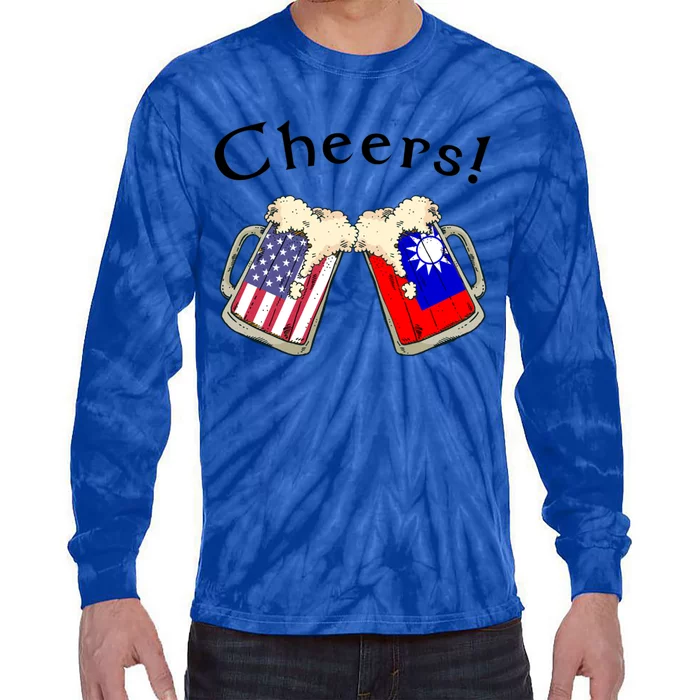 Taiwanese American Patriot Grown Country Cheers Beer Gift Tie-Dye Long Sleeve Shirt