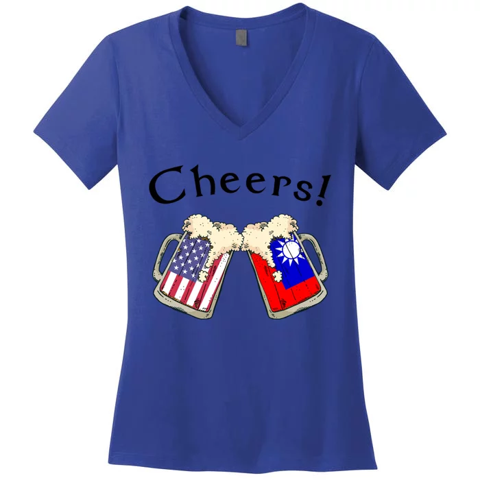 Taiwanese American Patriot Grown Country Cheers Beer Gift Women's V-Neck T-Shirt