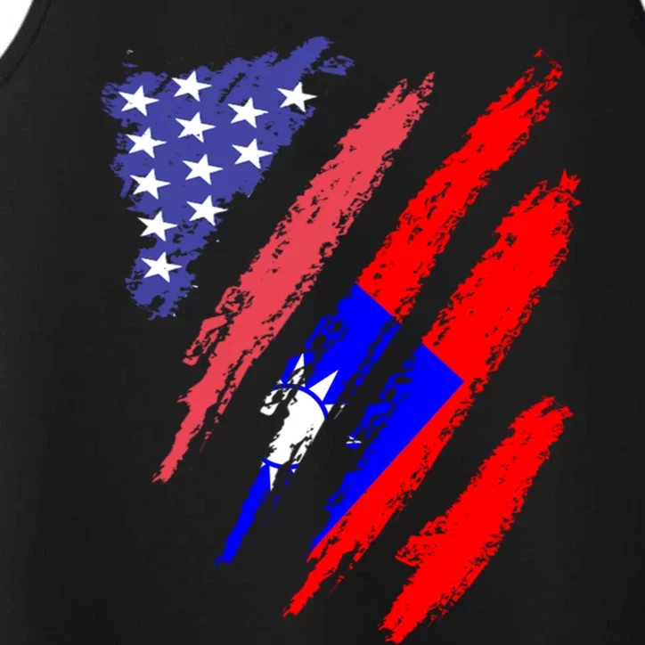 Taiwanese American Patriot Grown Heart Flag Stripes Gift Performance Tank