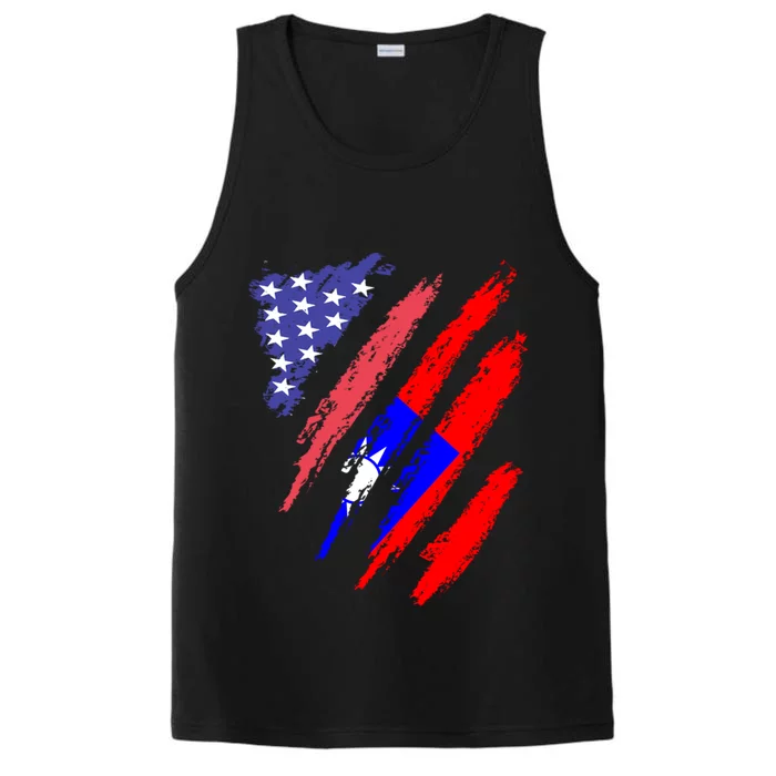 Taiwanese American Patriot Grown Heart Flag Stripes Gift Performance Tank