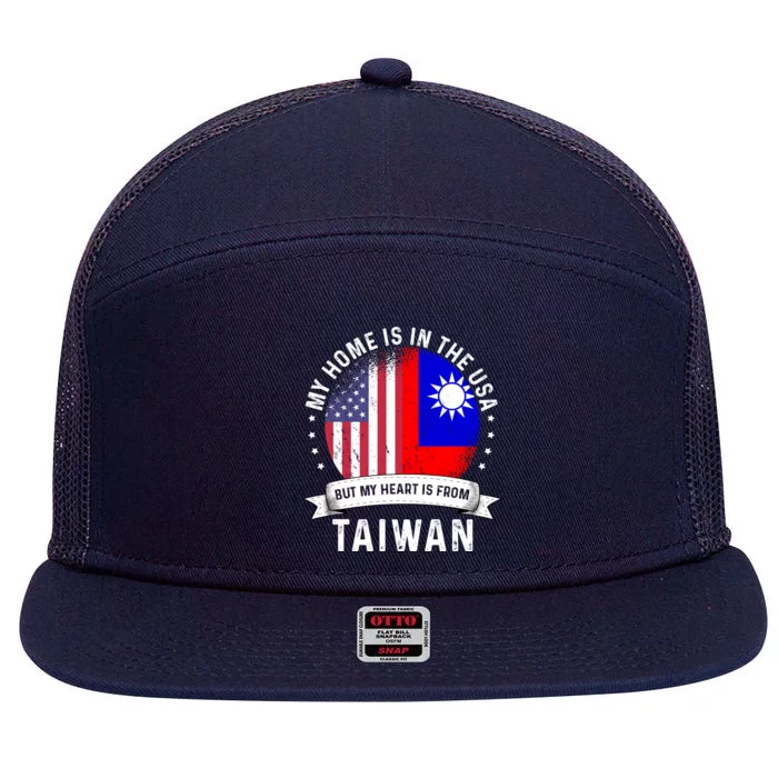 Taiwanese American Patriot Grown Proud Home Usa Flags Gift 7 Panel Mesh Trucker Snapback Hat