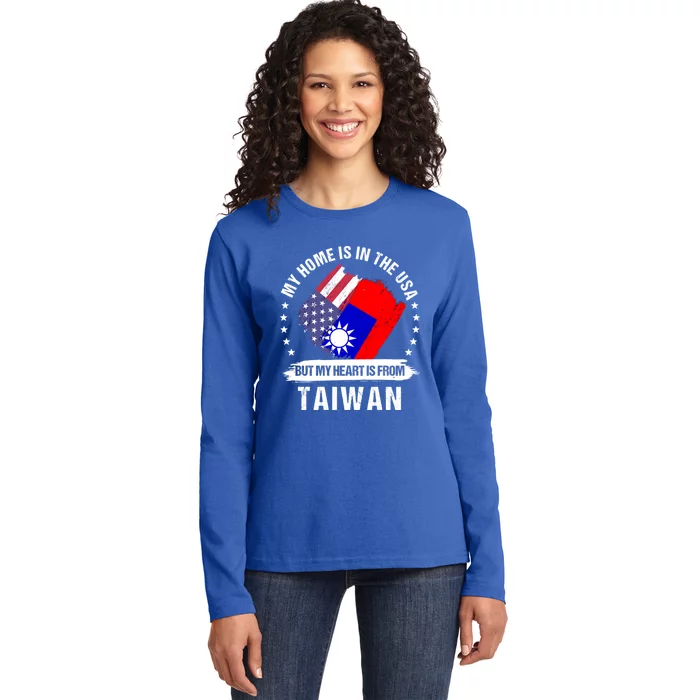 Taiwanese American Patriot Grown Proud My Heart Is From Great Gift Ladies Long Sleeve Shirt