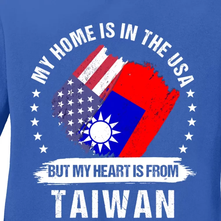 Taiwanese American Patriot Grown Proud My Heart Is From Great Gift Ladies Long Sleeve Shirt