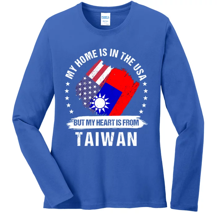 Taiwanese American Patriot Grown Proud My Heart Is From Great Gift Ladies Long Sleeve Shirt