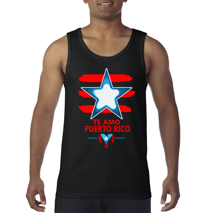 Te Amo Puerto Rico Heart And Flag Of Puerto Rico Tank Top