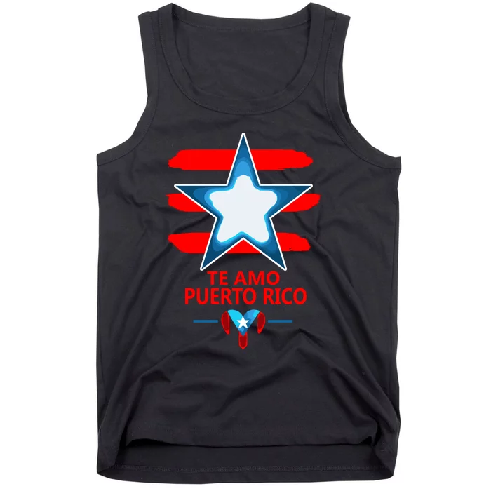 Te Amo Puerto Rico Heart And Flag Of Puerto Rico Tank Top