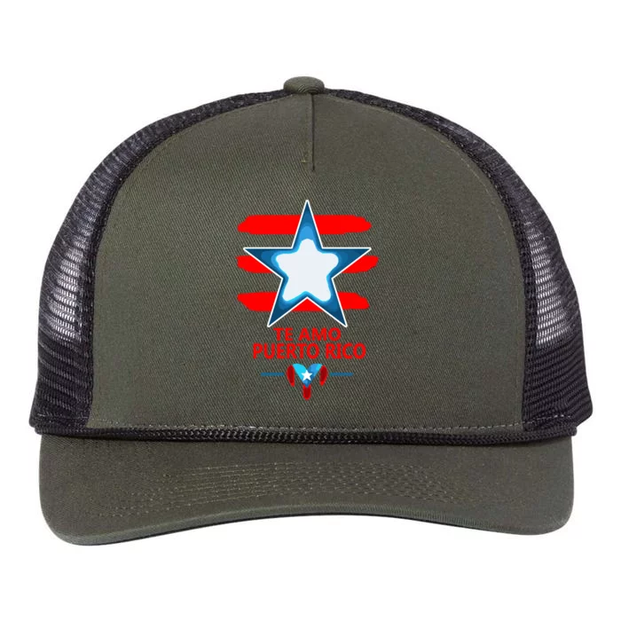 Te Amo Puerto Rico Heart And Flag Of Puerto Rico Retro Rope Trucker Hat Cap