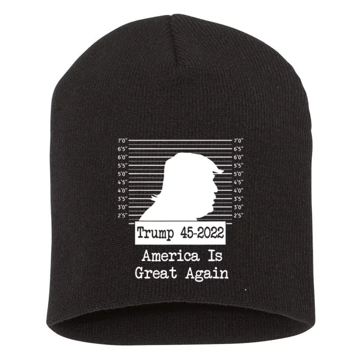 Trump Arrested Prisoner Jail Mug Shot Trump Not Guilty Short Acrylic Beanie