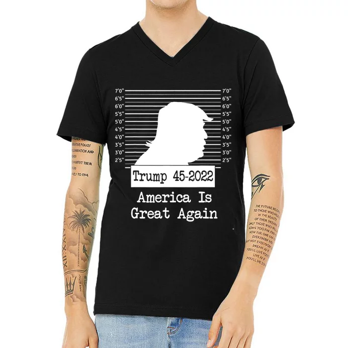 Trump Arrested Prisoner Jail Mug Shot V-Neck T-Shirt