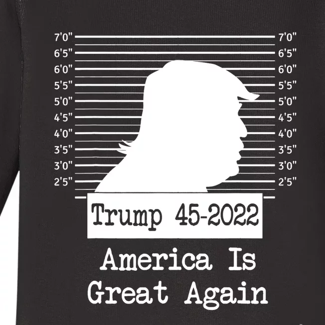 Trump Arrested Prisoner Jail Mug Shot Baby Long Sleeve Bodysuit