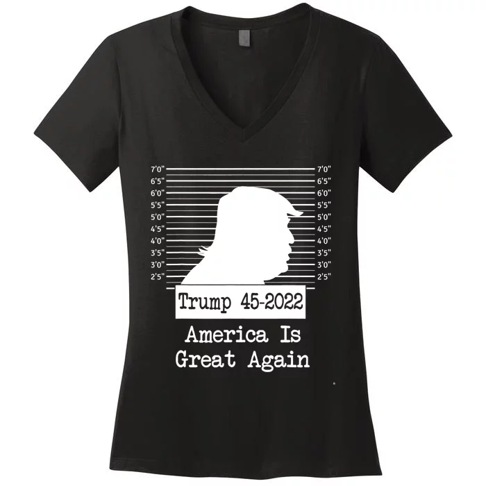 Trump Arrested Prisoner Jail Mug Shot Women's V-Neck T-Shirt