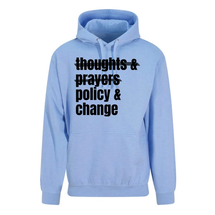 Thoughts And Prayers Policy And Change Unisex Surf Hoodie