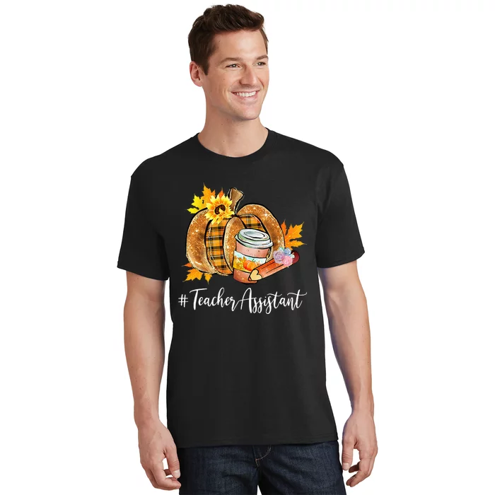 Teacher Assistant Pumpkin Latte Fall Autumn Thanksgiving T-Shirt