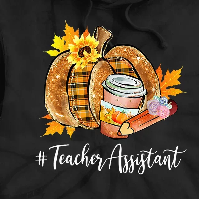 Teacher Assistant Pumpkin Latte Fall Autumn Thanksgiving Tie Dye Hoodie