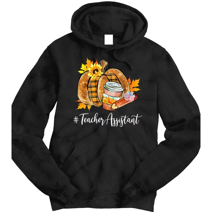 Teacher Assistant Pumpkin Latte Fall Autumn Thanksgiving Tie Dye Hoodie