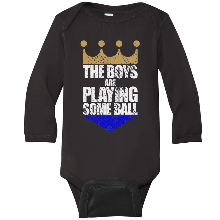 The Are Playing Some Ball Funny Saying Vintage Design Baby Long Sleeve Bodysuit