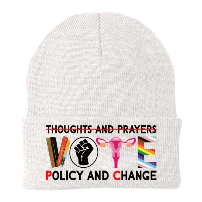 Thoughts And Prayers Vote Policy And Change Equality Rights Knit Cap Winter Beanie