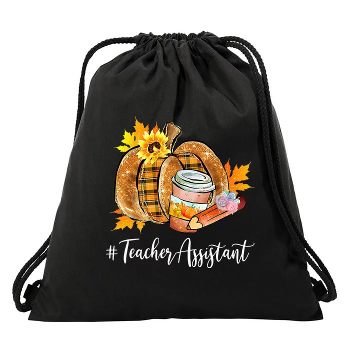 Teacher Assistant Pumpkin Latte Fall Autumn Thanksgiving Drawstring Bag