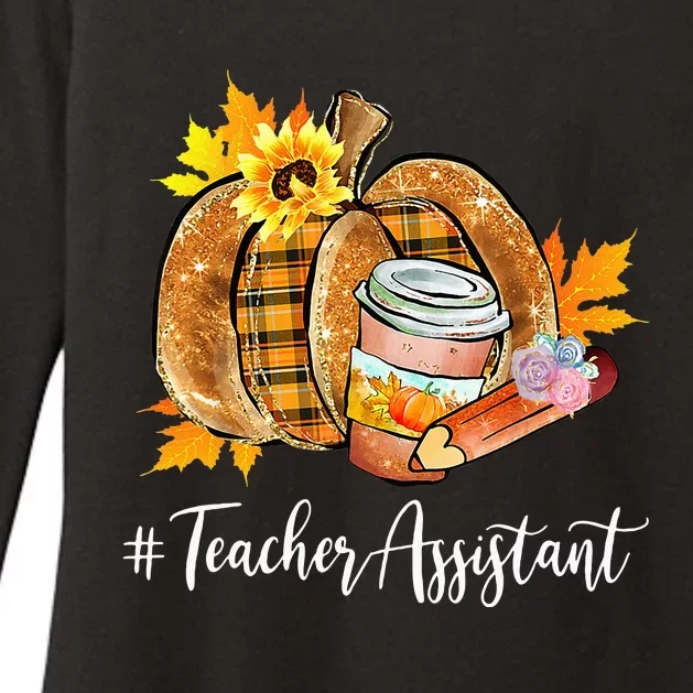 Teacher Assistant Pumpkin Latte Fall Autumn Thanksgiving Womens CVC Long Sleeve Shirt