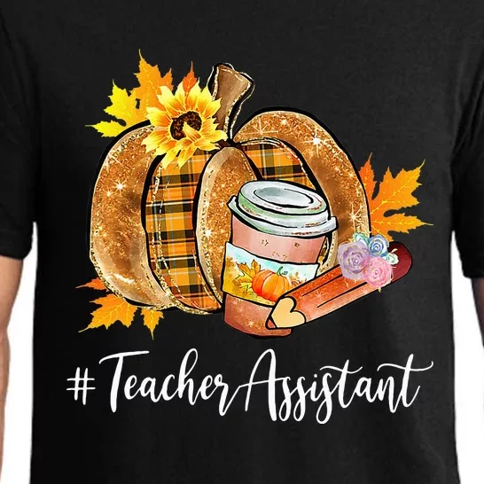 Teacher Assistant Pumpkin Latte Fall Autumn Thanksgiving Pajama Set