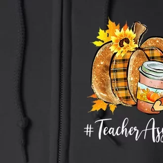 Teacher Assistant Pumpkin Latte Fall Autumn Thanksgiving Full Zip Hoodie