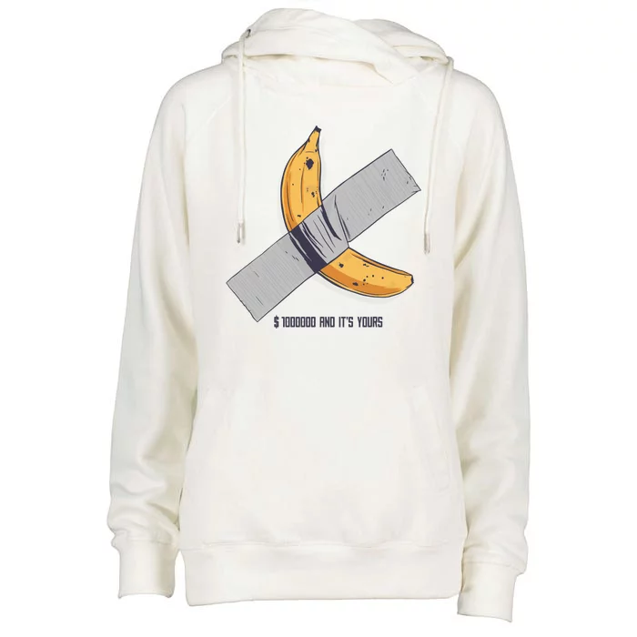 Taped Banana Funny Womens Funnel Neck Pullover Hood