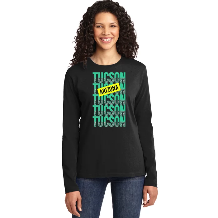 Tucson Arizona Repeat Logo Ladies Long Sleeve Shirt