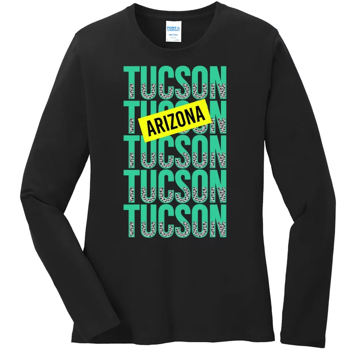 Tucson Arizona Repeat Logo Ladies Long Sleeve Shirt