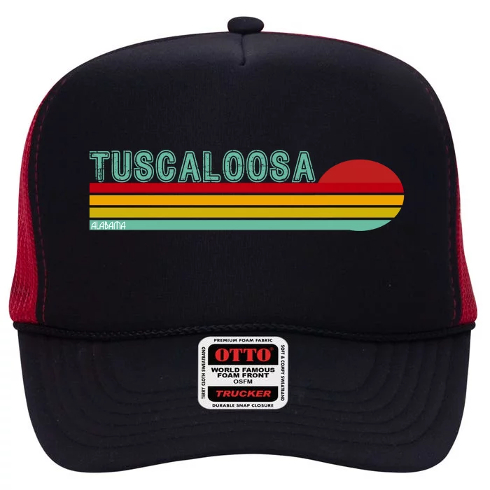 Tuscaloosa Alabama Retro Sunset High Crown Mesh Trucker Hat