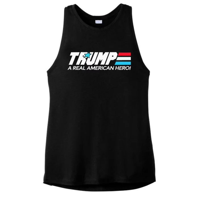 Trump A Real American Hero Ladies Tri-Blend Wicking Tank