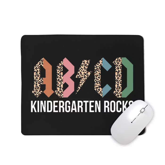 Teachers ABCD Rock Kindergarten Rocks Leopard Back To School Mousepad