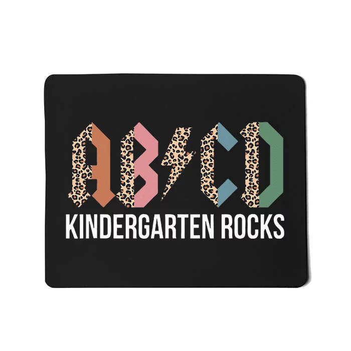 Teachers ABCD Rock Kindergarten Rocks Leopard Back To School Mousepad