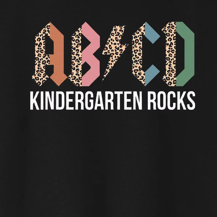 Teachers ABCD Rock Kindergarten Rocks Leopard Back To School Women's Crop Top Tee