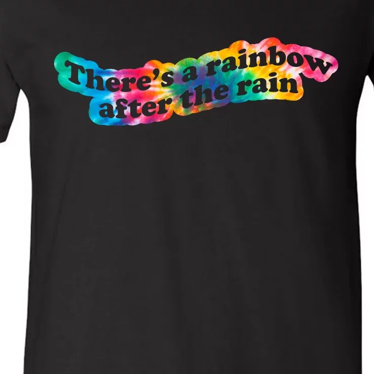 There's A Rainbow After The Rain Mental Health Awareness V-Neck T-Shirt