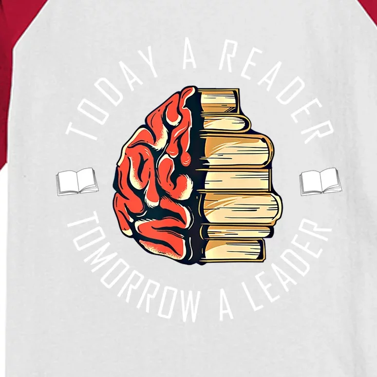 Today A Reader Tomorrow A Leader Gift Book Day And Reading Lovers Cute Gift Kids Colorblock Raglan Jersey