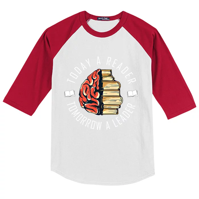 Today A Reader Tomorrow A Leader Gift Book Day And Reading Lovers Cute Gift Kids Colorblock Raglan Jersey