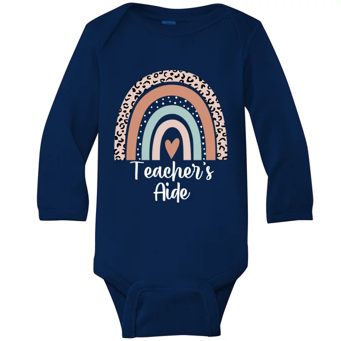 Teacher's Aide Rainbow Leopard Teachers Aide Assistant Cute Gift Baby Long Sleeve Bodysuit