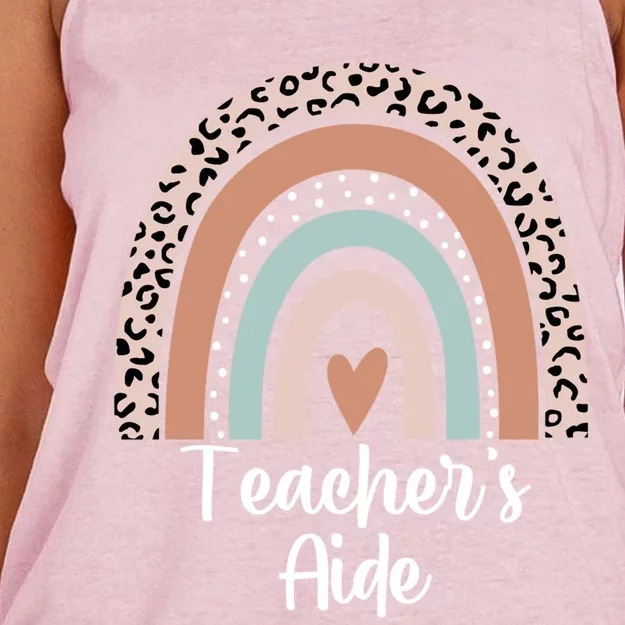 Teacher's Aide Rainbow Leopard Teachers Aide Assistant Cute Gift Women's Knotted Racerback Tank