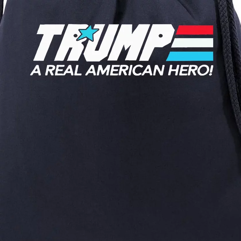 Trump A Real American Hero Drawstring Bag