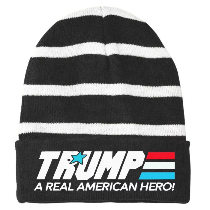 Trump A Real American Hero Striped Beanie with Solid Band