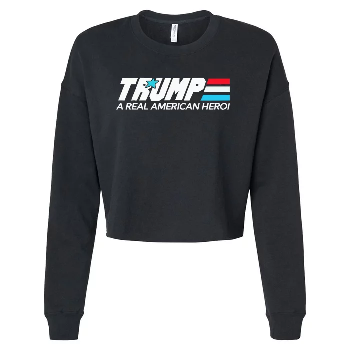 Trump A Real American Hero Cropped Pullover Crew