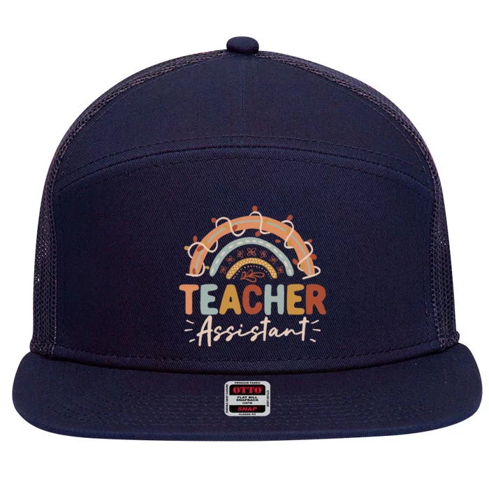 Teacher Assistant Rainbow Back To School Student Teachers 7 Panel Mesh Trucker Snapback Hat