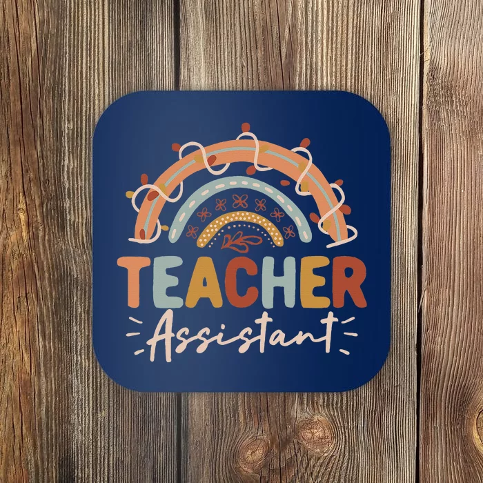 Teacher Assistant Rainbow Back To School Student Teachers Coaster