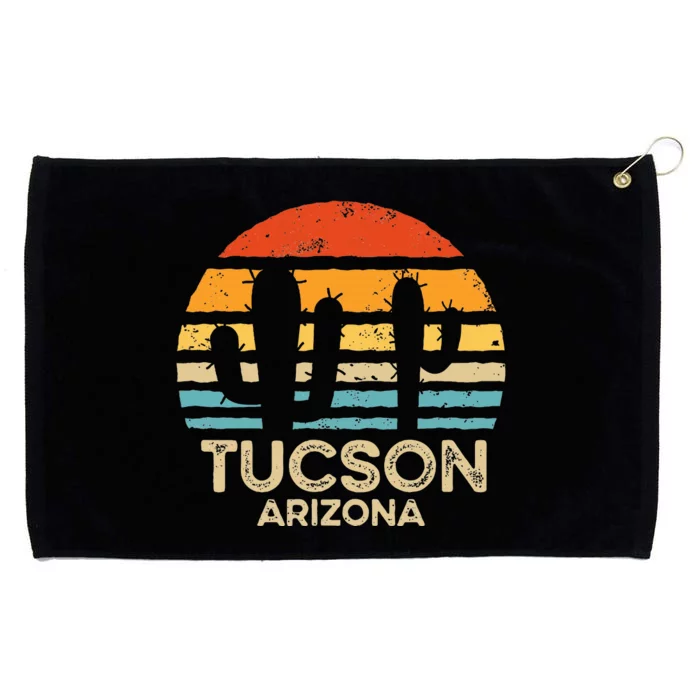 Tucson Arizona Retro Sunset Grommeted Golf Towel