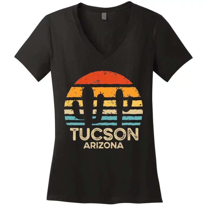 Tucson Arizona Retro Sunset Women's V-Neck T-Shirt