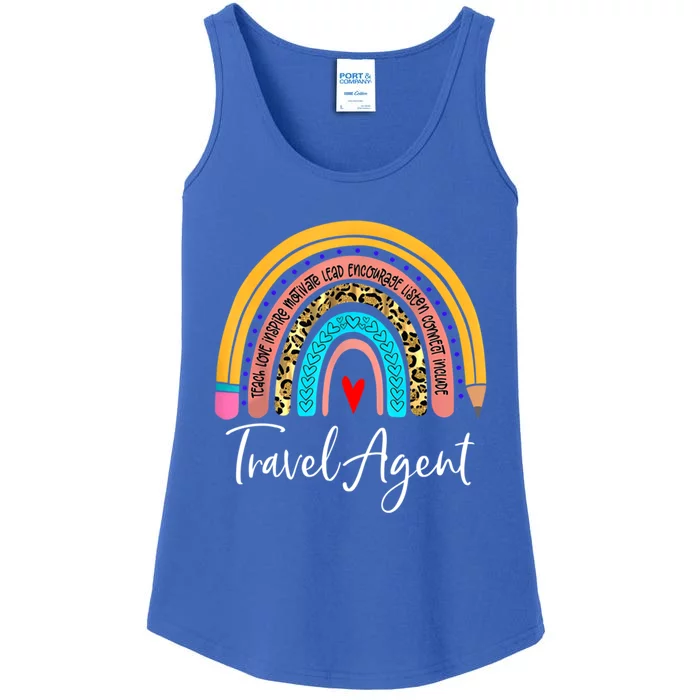 Travel Agent Rainbow Leopard Travel And Tourism Gift Ladies Essential Tank